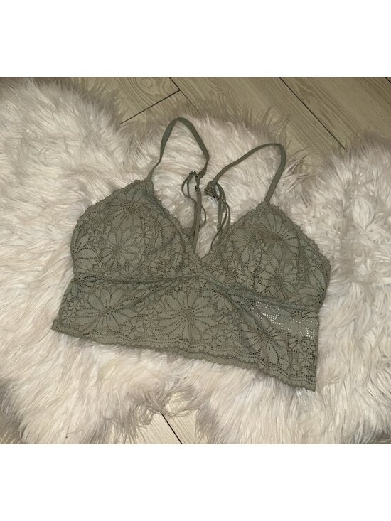 aerie Other - Aerie Floral Lace Longline Bralette Bra Lightly Lined WF Womens M Medium Green